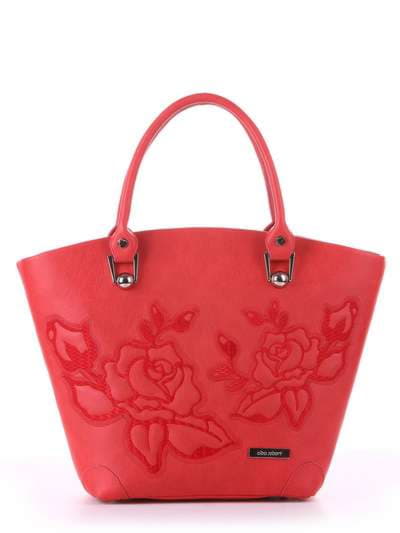 Модна сумка з вышивкою, модель 180103 червоний. Зображення товару, вид спереду.
