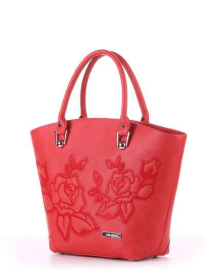 Модна сумка з вышивкою, модель 180103 червоний. Зображення товару, вид ззаду.