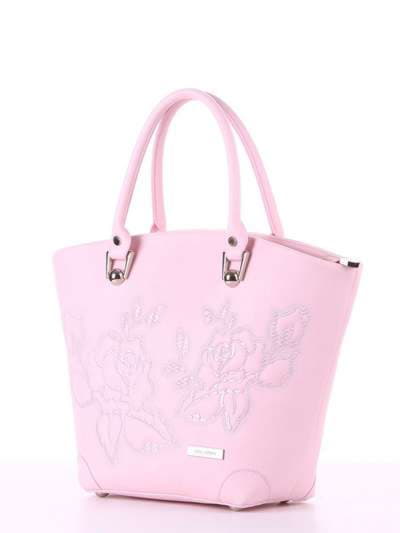 Літня сумка з вышивкою, модель 180105 св. рожевий. Зображення товару, вид ззаду.