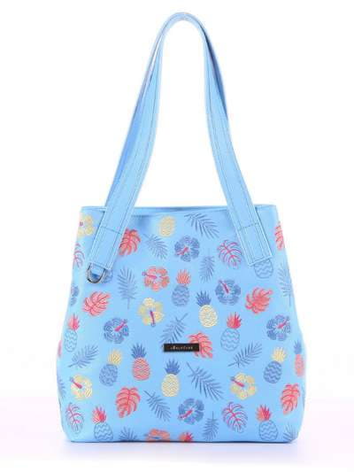 Літня сумка з вышивкою, модель 180133 блакитний. Зображення товару, вид спереду.