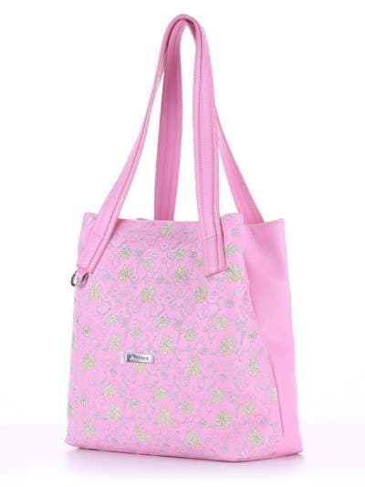 Модна сумка з вышивкою, модель 180135 рожевий. Зображення товару, вид збоку.