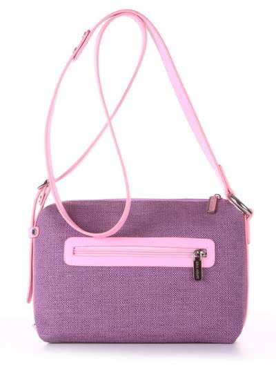 Стильна сумка з вышивкою, модель 180254 бузкова димка-рожевый. Зображення товару, вид ззаду.