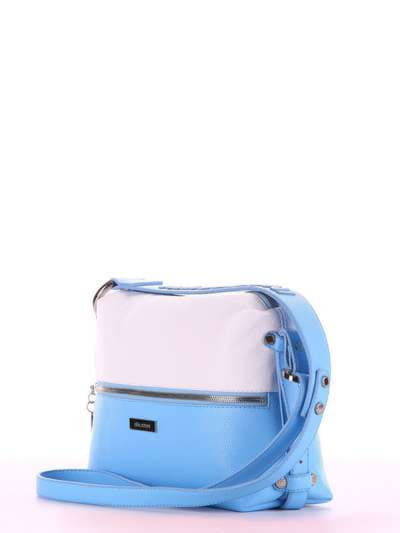 Модна сумка через плече, модель 180072 блакитний-білий. Зображення товару, вид ззаду.