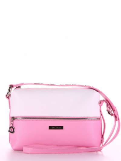 Літня сумка через плече, модель 180073 рожевий-білий. Зображення товару, вид спереду.