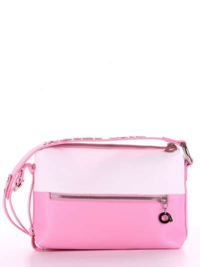 Літня сумка через плече, модель 180073 рожевий-білий. Зображення товару, вид додатковий.
