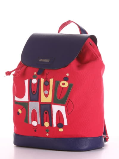 Жіночий рюкзак з вышивкою, модель 190062 червоний. Зображення товару, вид збоку.