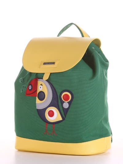Літній рюкзак з вышивкою, модель 190063 зелений. Зображення товару, вид збоку.