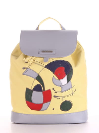 Жіночий рюкзак з вышивкою, модель 190064 жовтий. Зображення товару, вид спереду.
