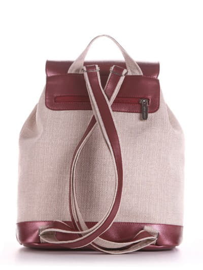 Літній рюкзак з вышивкою, модель 190201 бежевий-бордо-перламутр. Зображення товару, вид ззаду.