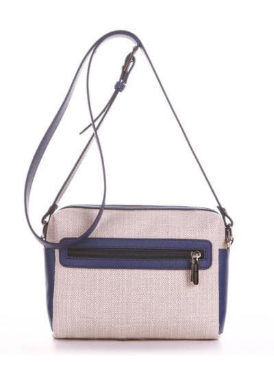 Літня сумка маленька з вышивкою, модель 190421 бежевий-синій. Зображення товару, вид ззаду.