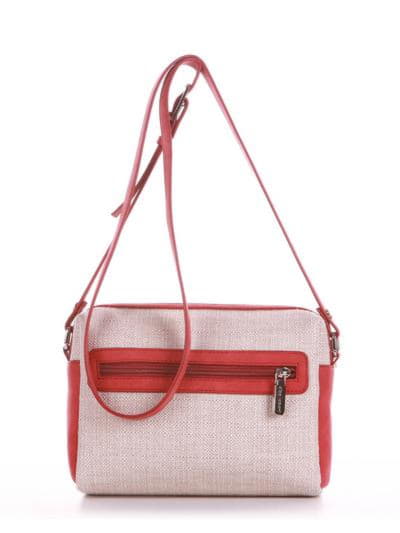 Літня сумка маленька з вышивкою, модель 190422 бежевий-червоний. Зображення товару, вид ззаду.