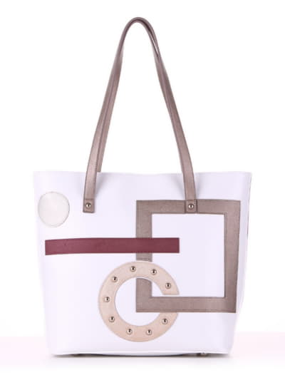 Літня сумка з вышивкою, модель 190102 білий. Зображення товару, вид спереду.