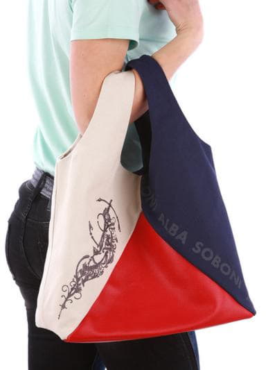 Літня сумка з вышивкою, модель 190383 синьо-червоний. Зображення товару, вид ззаду.