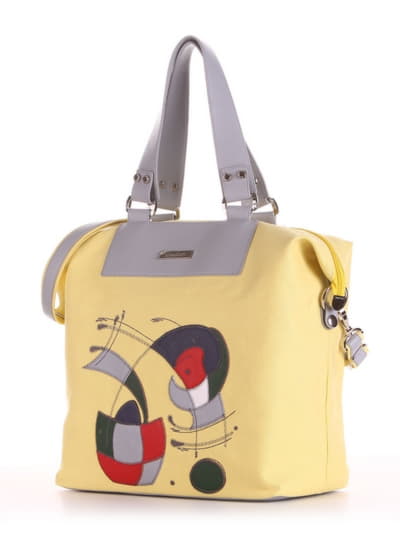 Брендова сумка з вышивкою, модель 190054 жовтий. Зображення товару, вид збоку.