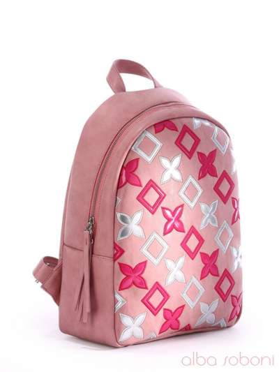 Жіночий рюкзак з вышивкою, модель 170141 рожевий. Зображення товару, вид збоку.