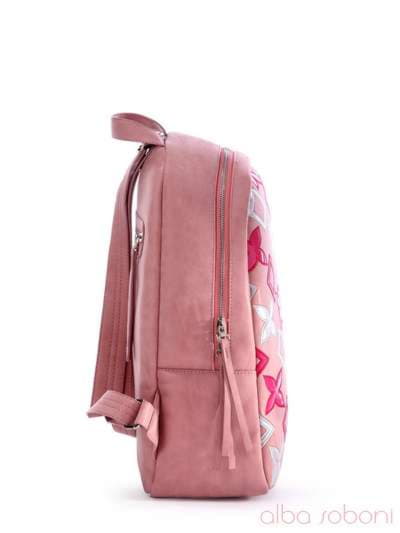 Жіночий рюкзак з вышивкою, модель 170141 рожевий. Зображення товару, вид додатковий.