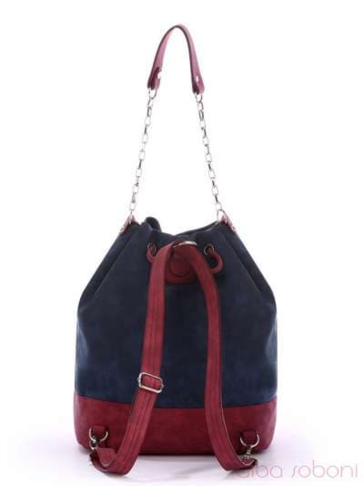 Літній рюкзак з вышивкою, модель 170211 темно синій-бордо. Зображення товару, вид ззаду.