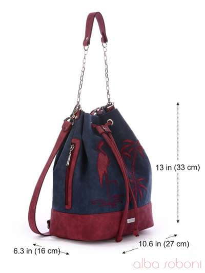 Літній рюкзак з вышивкою, модель 170211 темно синій-бордо. Зображення товару, вид додатковий.