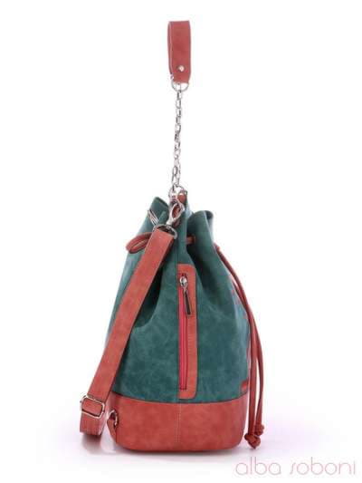 Брендовий рюкзак з вышивкою, модель 170213 зелений-персиковий. Зображення товару, вид ззаду.