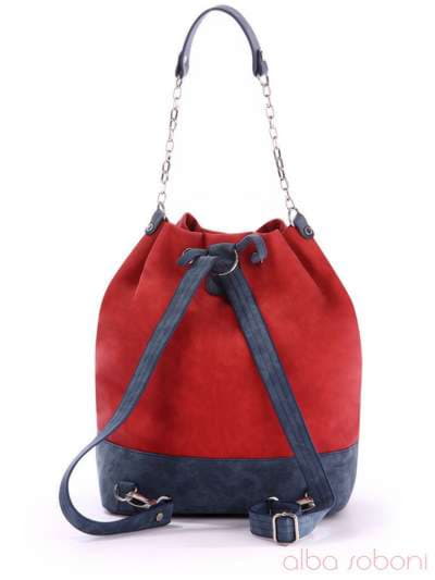 Літній рюкзак з вышивкою, модель 170216 червоно-синій. Зображення товару, вид ззаду.