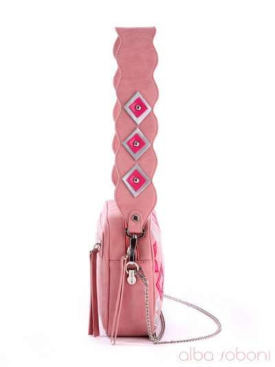 Брендовий клатч з вышивкою, модель 170161 рожевий. Зображення товару, вид ззаду.