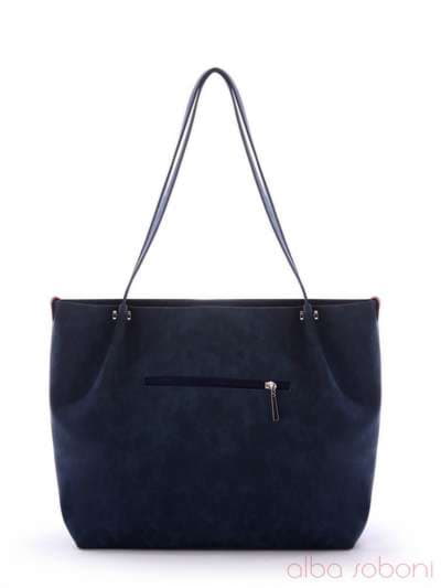 Літня сумка з вышивкою, модель 170201 темно синій. Зображення товару, вид ззаду.