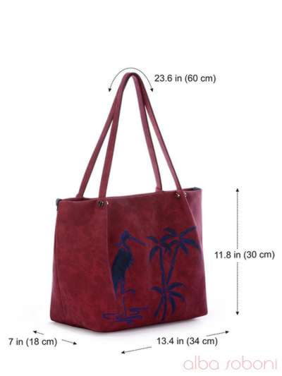 Брендова сумка з вышивкою, модель 170202 бордо. Зображення товару, вид додатковий.