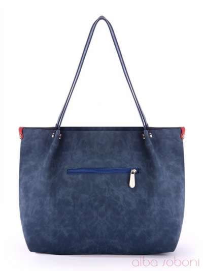 Літня сумка з вышивкою, модель 170205 синій. Зображення товару, вид ззаду.