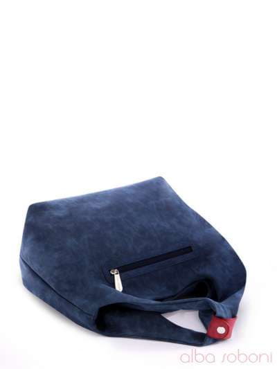 Молодіжна сумка з вышивкою, модель 170221 темно синій. Зображення товару, вид ззаду.