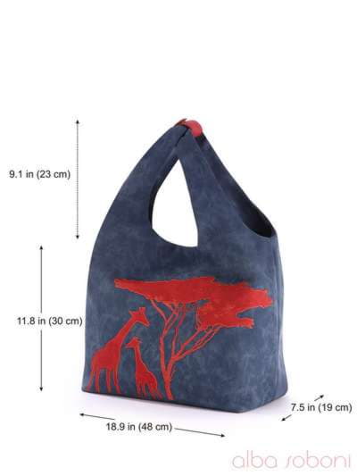 Стильна сумка з вышивкою, модель 170225 синій. Зображення товару, вид додатковий.