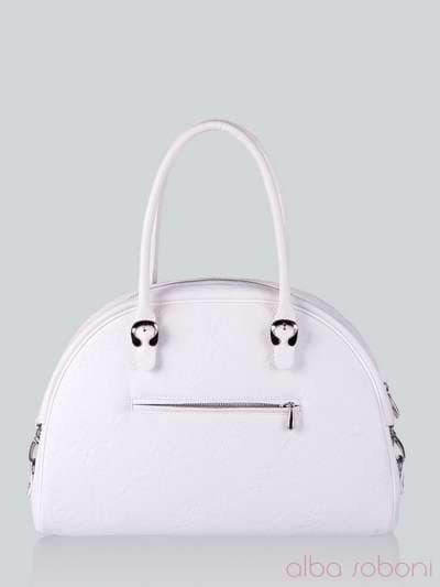 Брендова сумка - саквояж з вышивкою, модель 141210 білий. Зображення товару, вид ззаду.