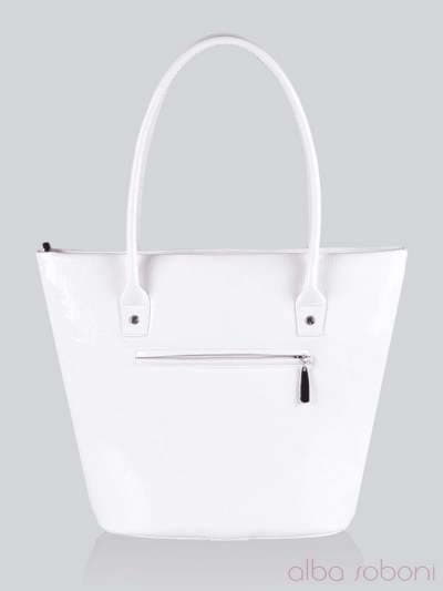 Молодіжна сумка з вышивкою, модель 141130 білий. Зображення товару, вид ззаду.
