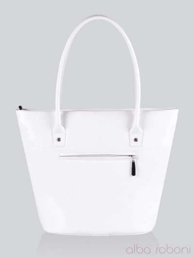 Модна сумка з вышивкою, модель 141131 білий. Зображення товару, вид ззаду.