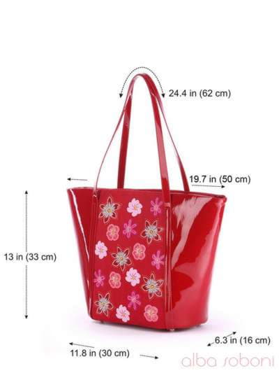 Брендова сумка з вышивкою, модель 170031 червоний. Зображення товару, вид додатковий.
