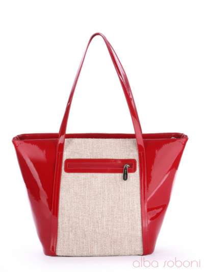 Брендова сумка з вышивкою, модель 170032 червоно-бежевий. Зображення товару, вид ззаду.