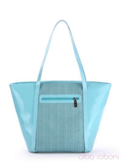 Брендова сумка з вышивкою, модель 170034 блакитний. Зображення товару, вид ззаду.