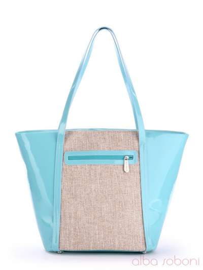 Стильна сумка з вышивкою, модель 170035 блакитний-беж. Зображення товару, вид ззаду.