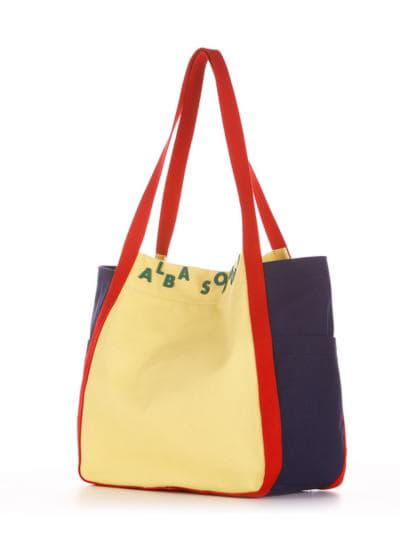 Молодіжна сумка, модель 190433 жовтий-синій. Зображення товару, вид ззаду.