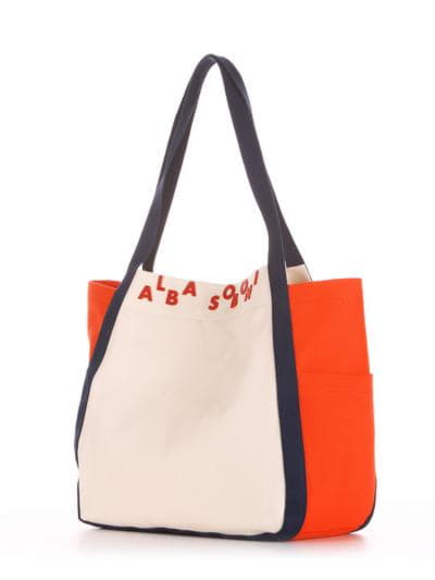 Літня сумка, модель 190436 молочний-оранжевий. Зображення товару, вид збоку.