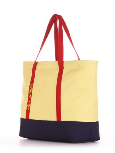 Літня сумка з вышивкою, модель 190443 жовтий-синій. Зображення товару, вид ззаду.