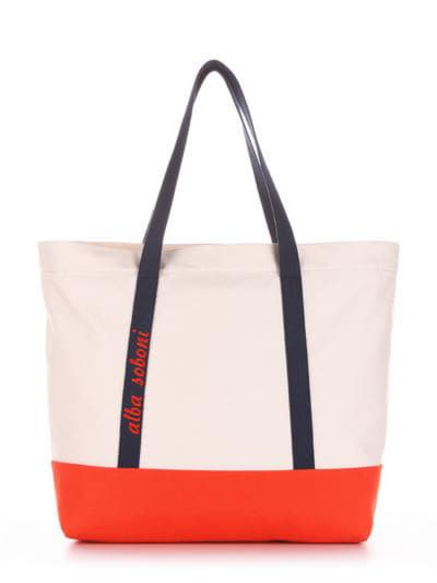 Молодіжна сумка з вышивкою, модель 190446 молочний-оранжевий. Зображення товару, вид спереду.