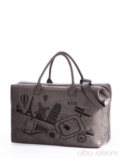 Стильна сумка з вышивкою, модель 162806 сірий. Зображення товару, вид збоку.