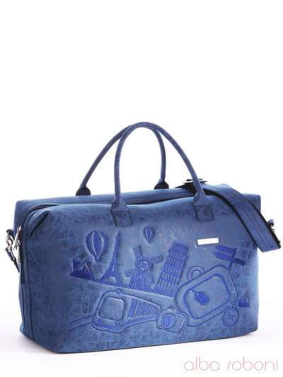 Жіноча сумка з вышивкою, модель 162808 синій. Зображення товару, вид спереду.