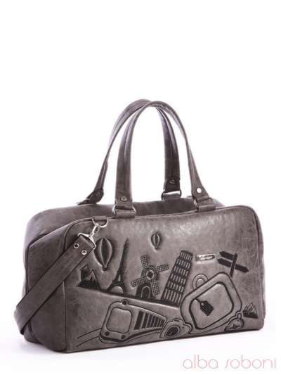Жіноча сумка з вышивкою, модель 162816 сірий. Зображення товару, вид спереду.