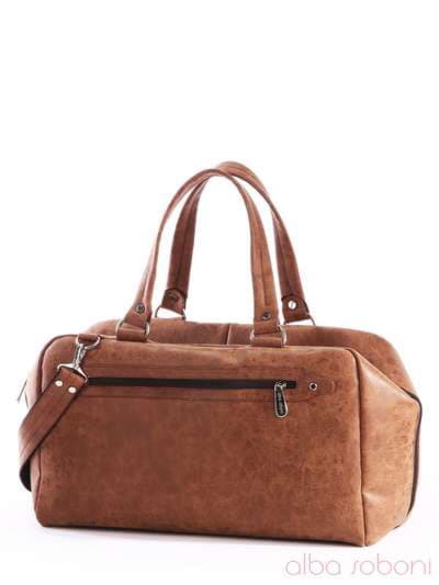 Модна сумка з вышивкою, модель 162817 коричневий. Зображення товару, вид ззаду.