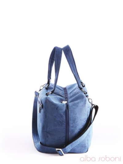 Молодіжна сумка з вышивкою, модель 162818 синій. Зображення товару, вид ззаду.