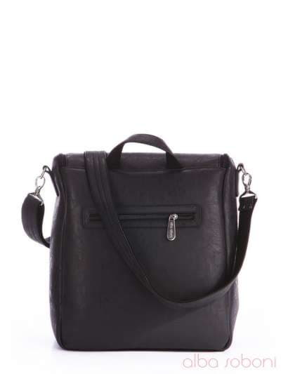 Брендова сумка з вышивкою, модель 162820 чорний. Зображення товару, вид ззаду.