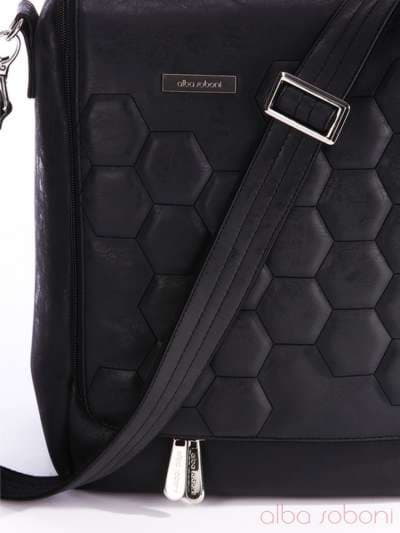 Брендова сумка з вышивкою, модель 162820 чорний. Зображення товару, вид додатковий.
