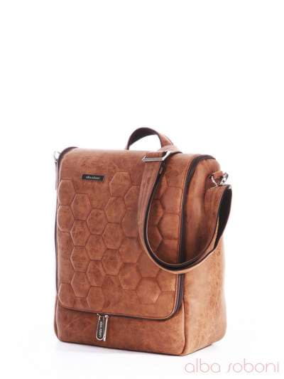 Стильна сумка з вышивкою, модель 162822 коричневий. Зображення товару, вид збоку.