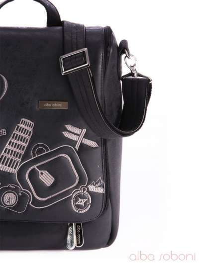 Жіноча сумка з вышивкою, модель 162825 чорний. Зображення товару, вид додатковий.